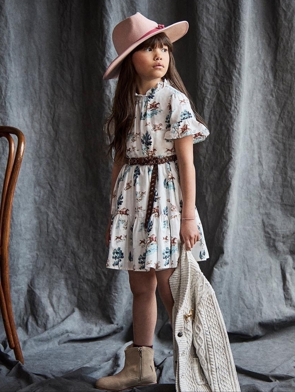 Janie & Jack Horse Print Girls Dress 100% Cotton Size 10